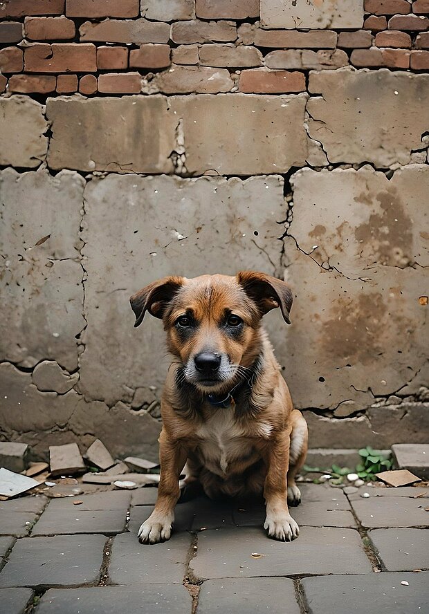 chien errant triste